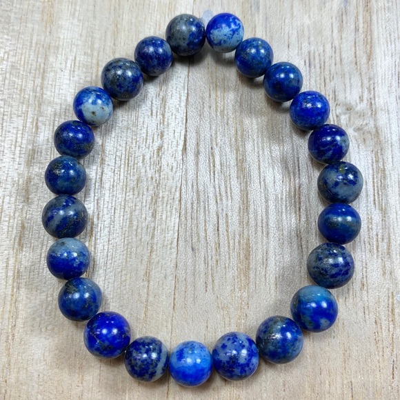8mm Lapis Lazuli Chakra Stretch Bead Bracelet - Picture 6 of 7